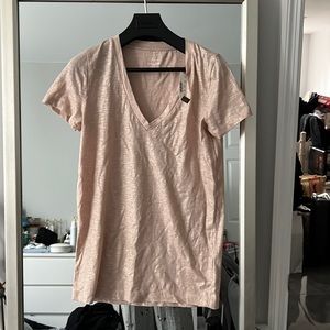 NWT Jcrew glitter shimmer vneck tee pink size xs